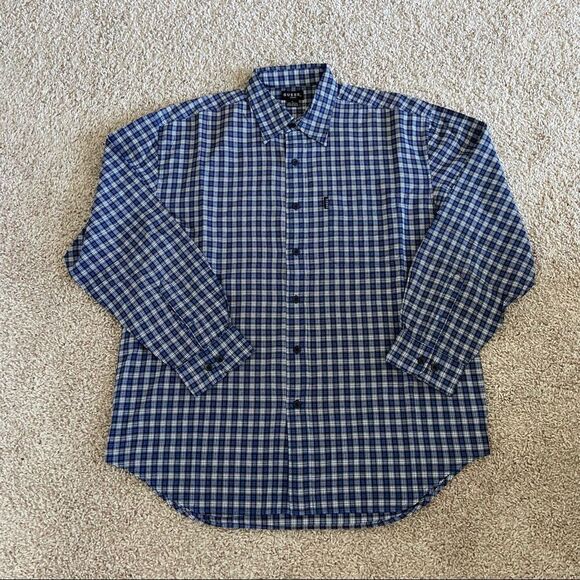 Guess Blue Plaid Button Up Top - Picture 1 of 3